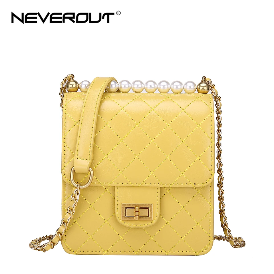 NEVEROUT кошелек для мобильного телефона кожаная сумка женская сумка через плечо жемчужный стиль мини-сумочка стеганая сумка через плечо с поворотным замком