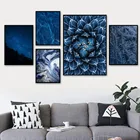 Картина на стену с изображением голубого звездного неба, ледяных цветов, медуз, настенные картины на холсте в скандинавском стиле, настенные картины для гостиной, домашний декор