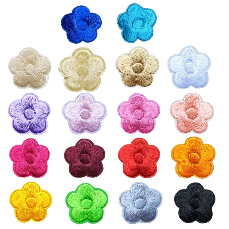 18 цветов 10 шт. вышитых стежков на нашивках с цветами сливы Значки для сумок