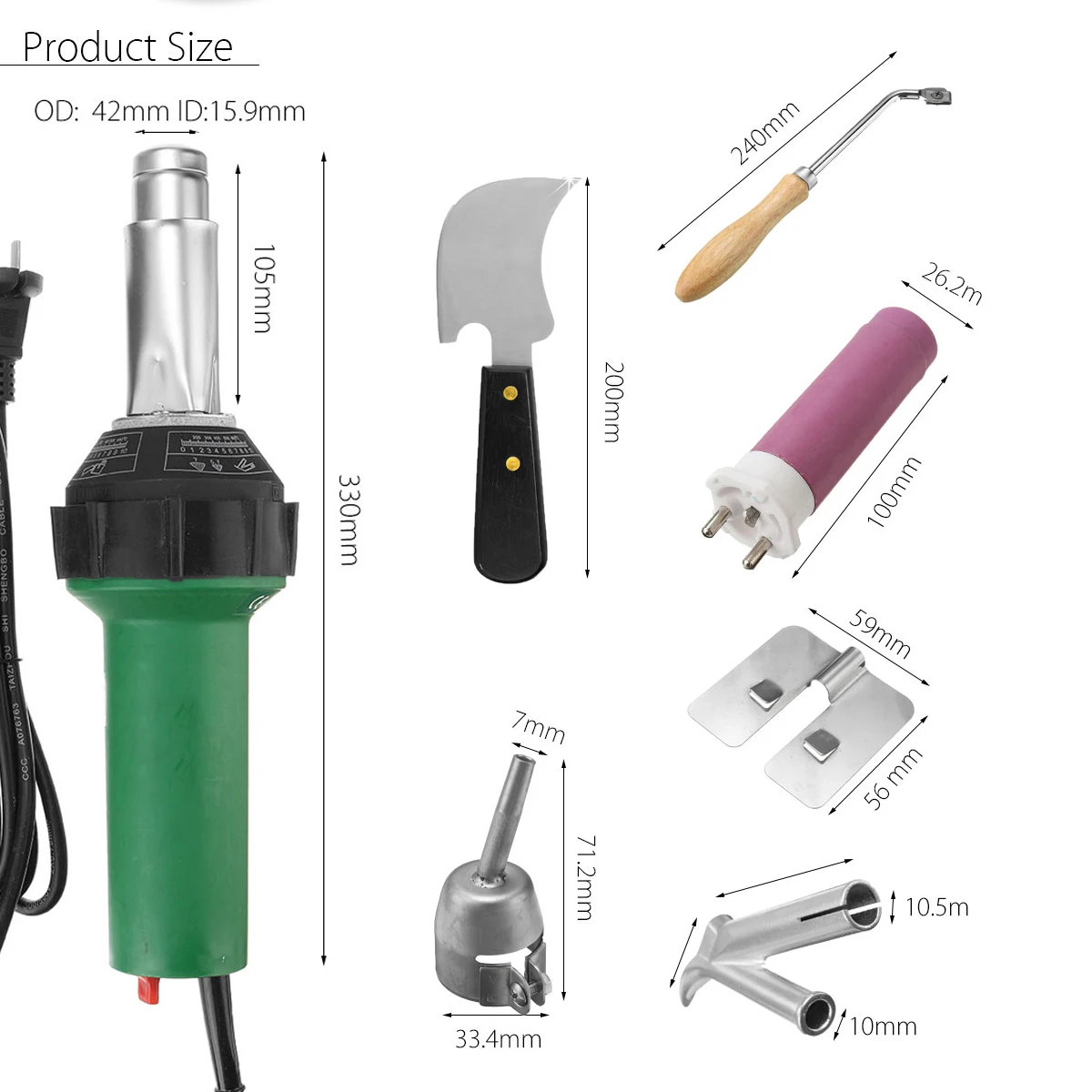 1600 Вт 220 Гц в Электронный пластиковый сварочный фонарь горячим воздухом