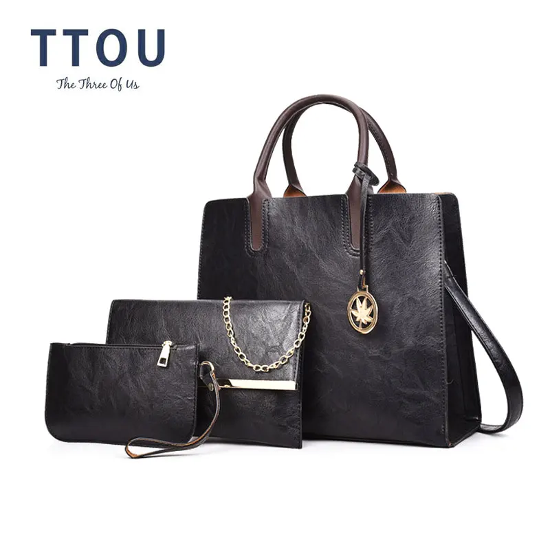

TTOU 3pcs/set Leather Handbag Women Bags Set Large Tote Bags Ladies Shoulder Bag Handbag Messenger Bag Women Purse Sac a Main
