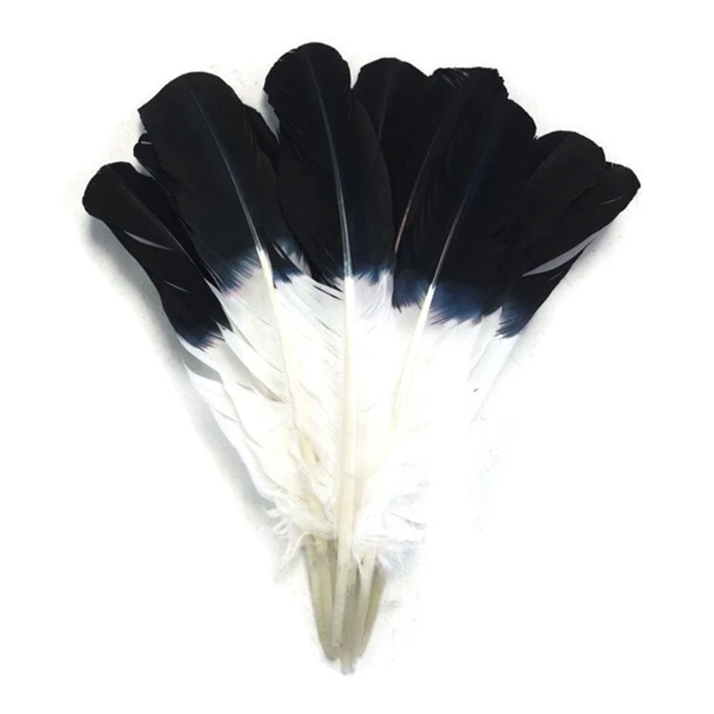 

Turkey Wing Quill Feather Black Tipped Imitation 10-12"/25-30cm Eagle Feathers for Crafts Jewelry Making DIY Carnaval Assesoires