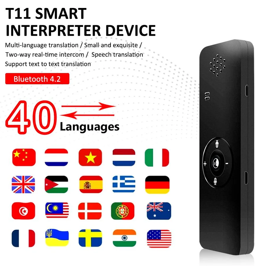 

Smart Voice Translator Real Time Handheld T11 Interpreter Support 40 Multi Language for Android IOS Learning Travelling Business