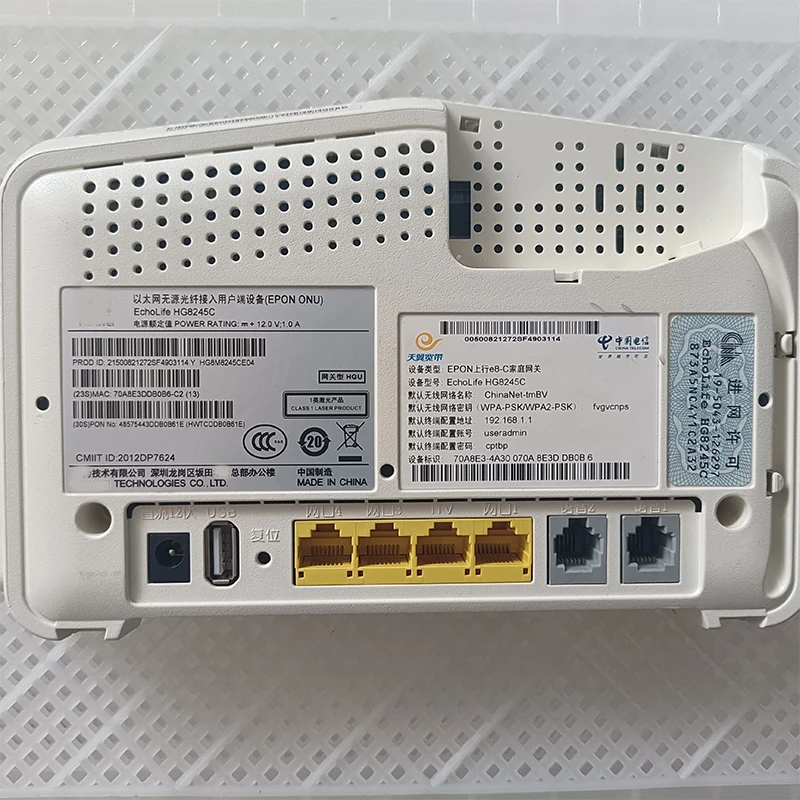 6 pieceslot fiber optic onu ont hg8245c gpon xpon 4fewifi secondhand free shipping without power english version 100 original free global shipping