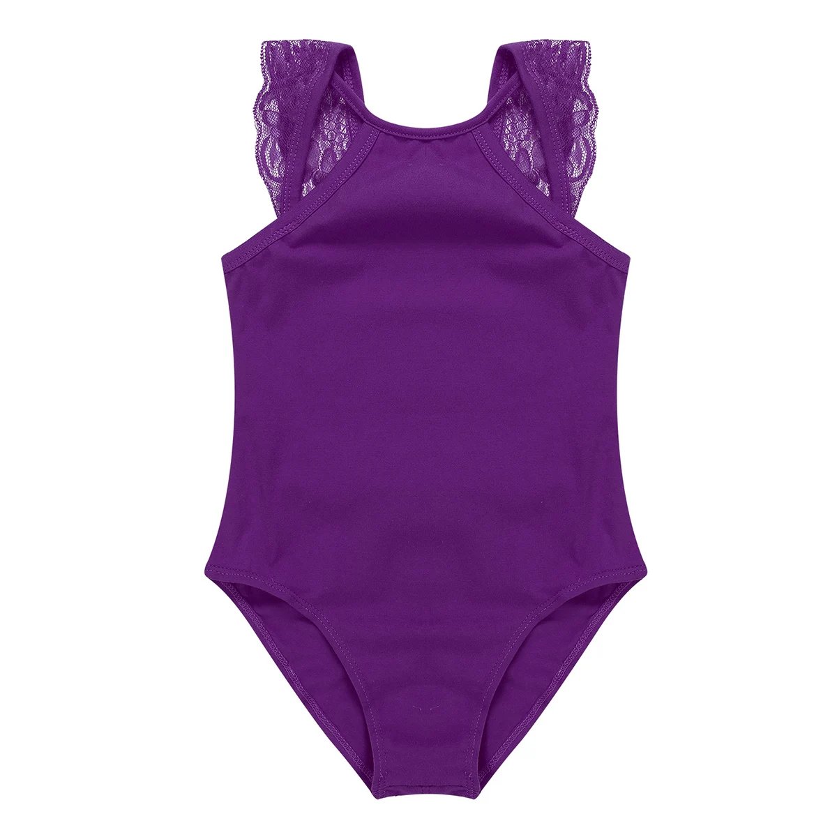 Детская Одежда для танцев без рукавов с кружевом вырезом на спине однотонные