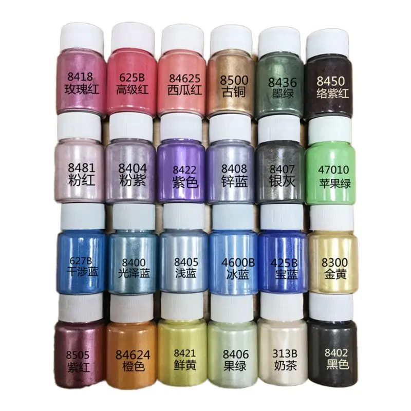 

24 Colors Cosmetic Grade Pearlescent Natural Mica Mineral Powder Epoxy Resin Dye Pearl Pigment
