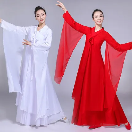 Женский классический костюм для танцев Hanfu элегантный и китайских однотонный
