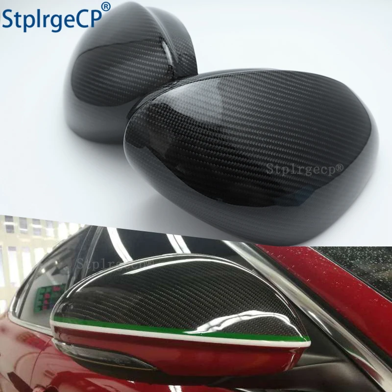 For Alfa Romeo Giulia 952 Stelvio 949 2016 - 2019 100% Real Carbon Fiber Side Wing Rearview Mirror Cap Case Shell Cover Trim