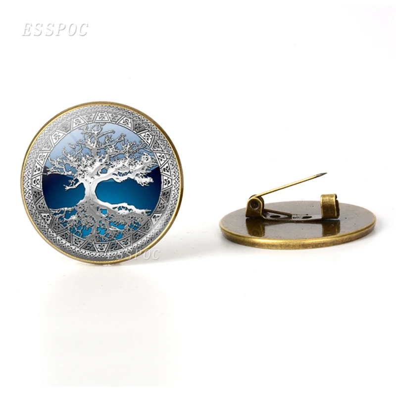 Брошь Древо жизни бронзовая стеклянный купол булавка в виде дерева модные