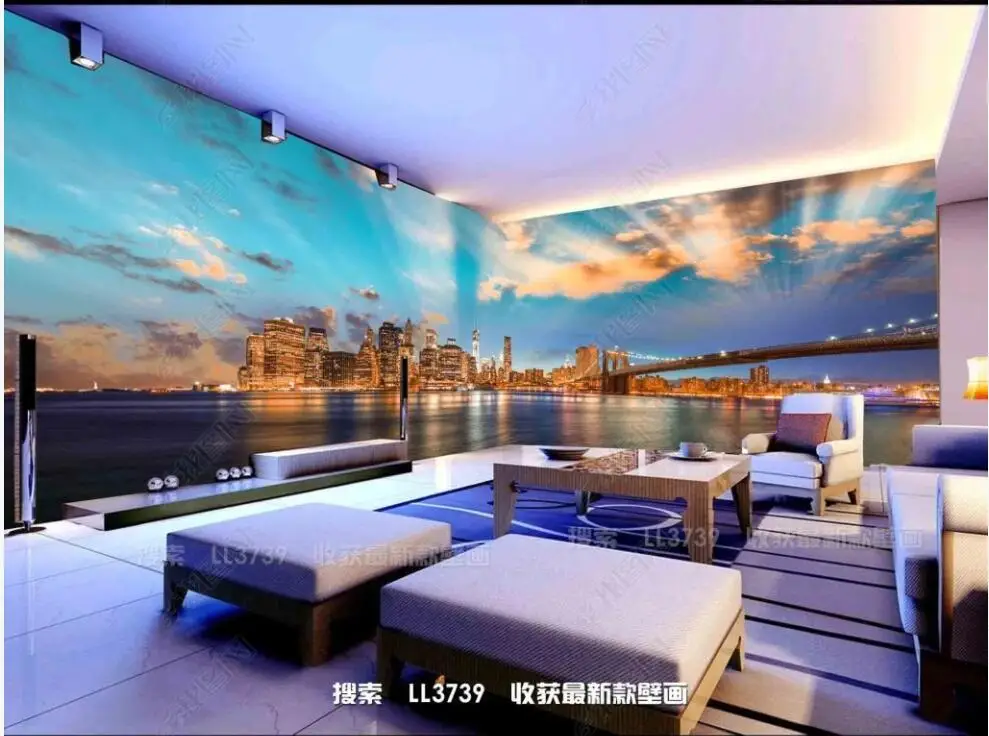 

Настенные 3D-обои на стену, декоративные обои для стен в рулонах с изображением заката Нью-Йорка, гостиной