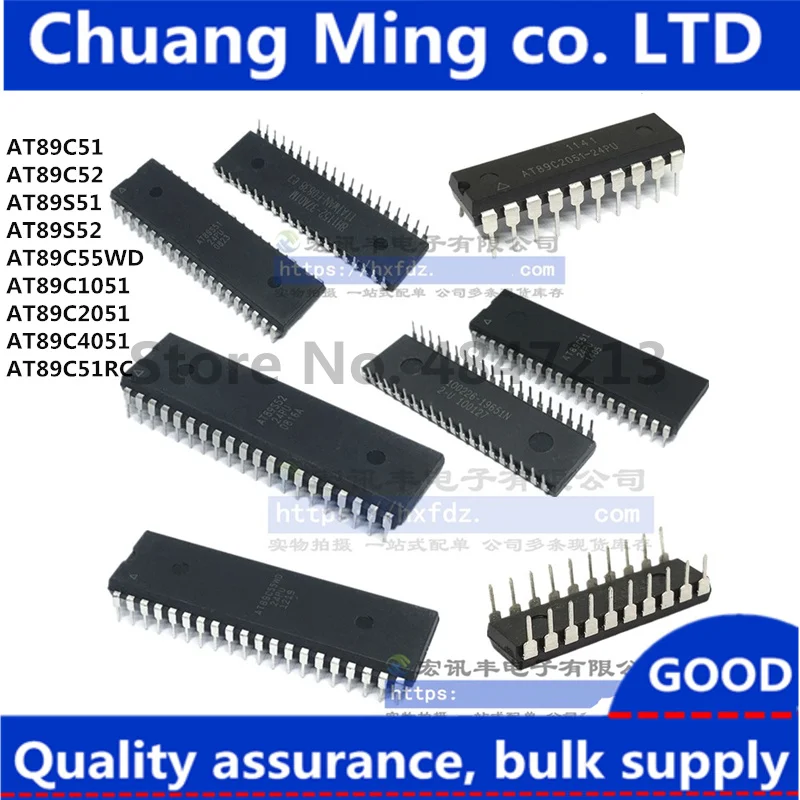 AT89C51 24PU AT89C52 24PI AT89S51 AT89S52 AT89C2051 AT89C4051 AT89C55WD AT89C1051 10 шт./лот IC в наличии!|Запасные части|