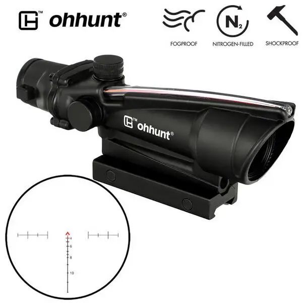 Reticle No.2 Red Тактический 5x35 в стиле ACOG настоящий волоконный красный или зеленый стекло с подсветкой шеврон сетка оптика прицелы для охоты - Цвет: Reticle No.2 Red