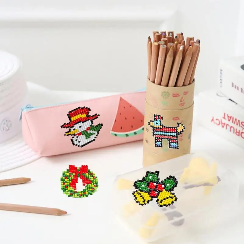 DIY детские круглые алмазные рождественские наклейки Полный Набор алмазной