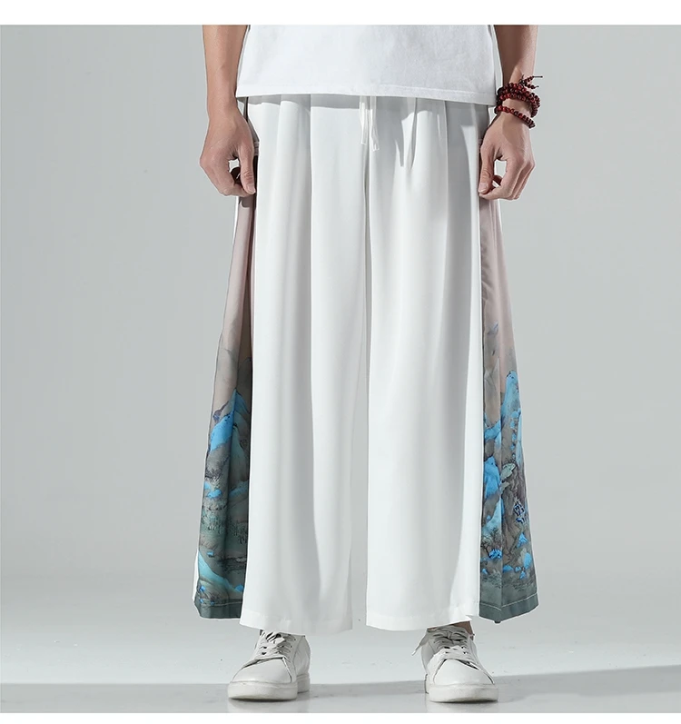 

5XL Streetwear Wide Leg Pants Trousers Men Kungfu Loose Japanese Clothing Warrior Costumes Oversize Dance Performance Kimono