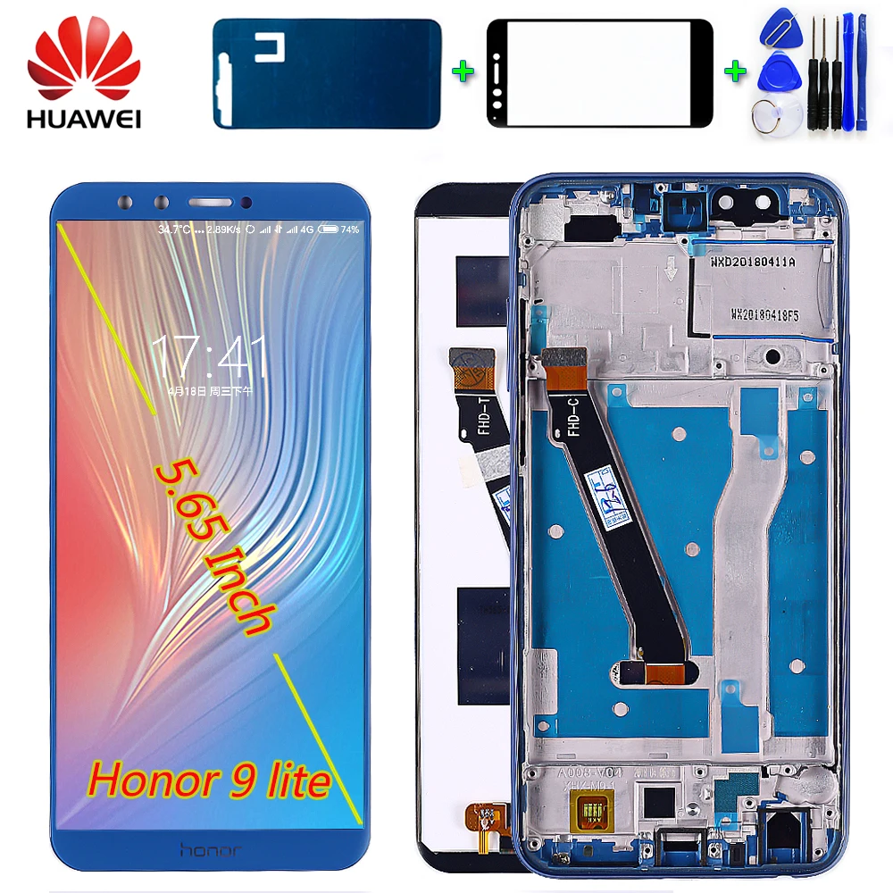 Huawei ЖК-дисплей для huawei Honor 9 Lite 5,65 дюймов кодирующий преобразователь сенсорного экрана в сборе Honor 9 Молодежная рамка Бесплатные инструменты
