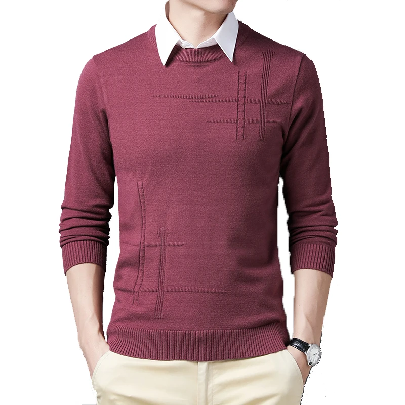 BROWON Новое поступление осенний мужской свитер с круглым вырезом повседневный