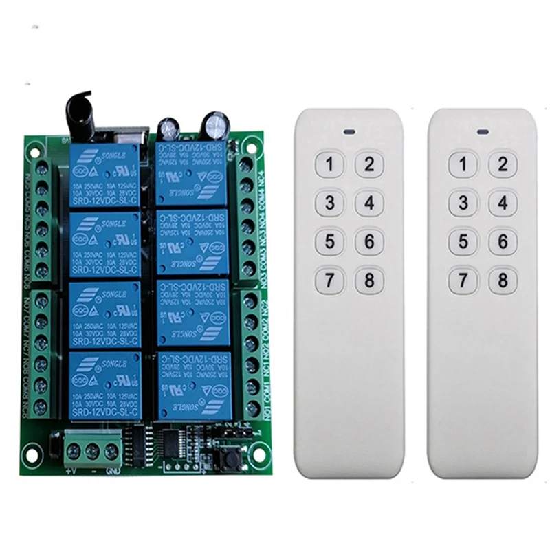 433MHz Wireless Universal Remote Control DC 12V 24V 8CH rf Relay Receiver&500 meters remote control for Wireless Remote Control