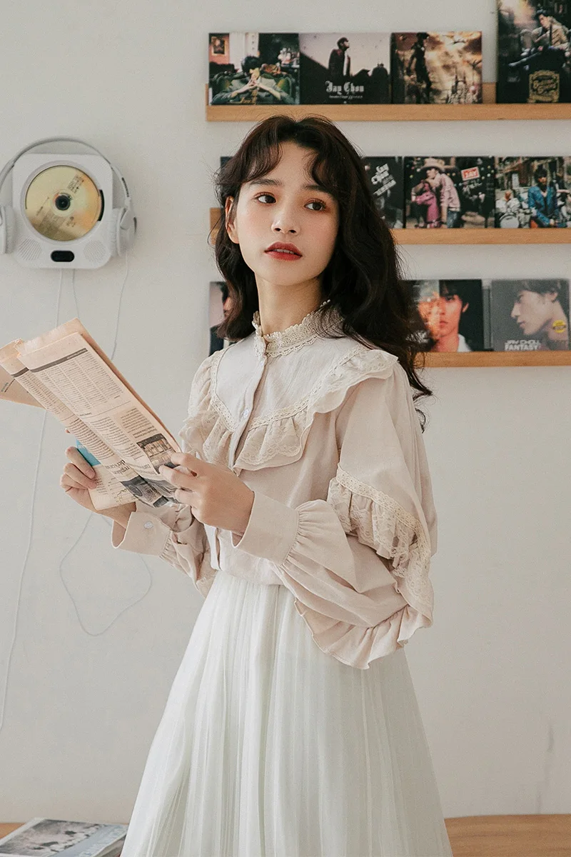 COIGARSAM 2019 Новая Осенняя Милая Маленькая прозрачная (магазин) женская рубашка белая