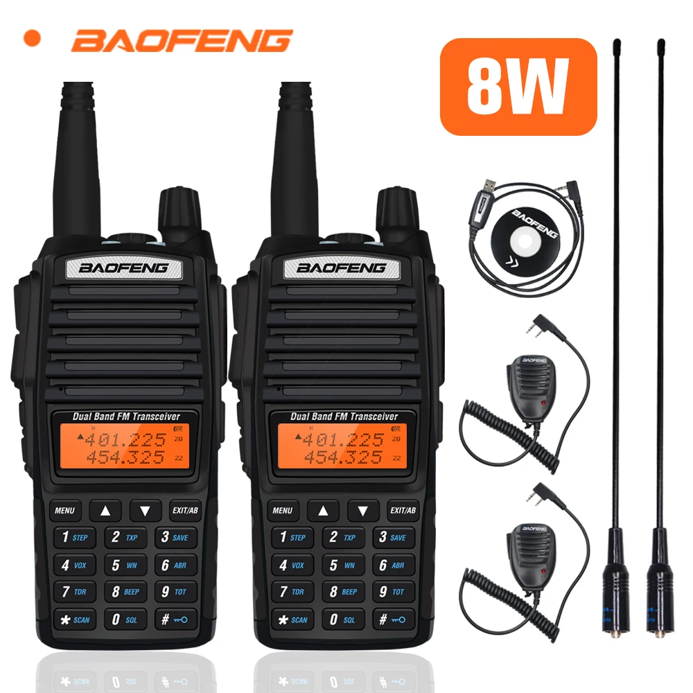 Рация Baofeng UV82 Двусторонняя 8 Вт 2 шт. Портативная радиостанция высокой мощности