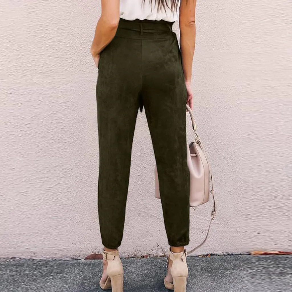 Новые модные женские брюки тонкие повседневные укороченные бумажные Брюки с