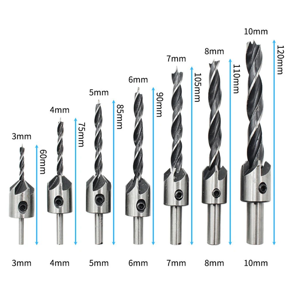7 шт. набор сверл для столярной раковины регулируемый деревообрабатывающий