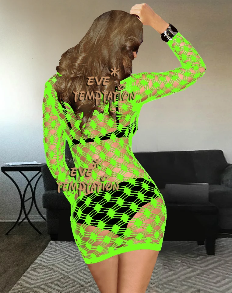 Сексуальное вязаное крючком нижнее белье в сеточку с рыбками платье кукла