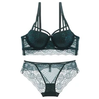 womens sexy and charming lace gather up adjustable upper thin lower thick comfortable breathable knot lace bra set wt089