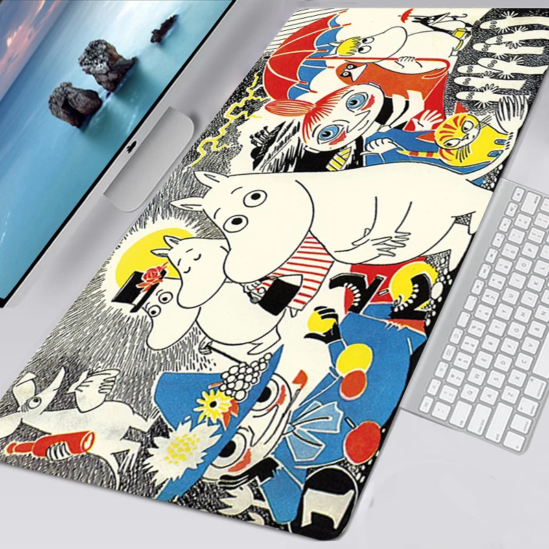 

Мультяшный милый хиппот Moomines XXL, игровые аксессуары, нескользящий коврик для мыши 30x60, большой коврик для мыши