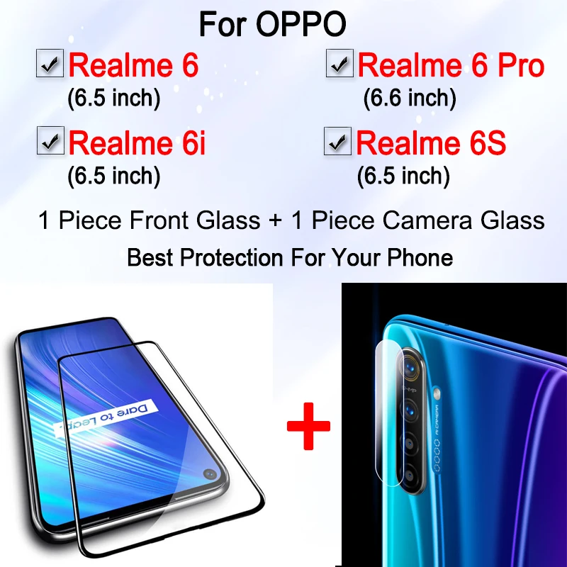 Realme 6 защитное стекло Realme6 pro Защита экрана для oppo realme6i 6pro 6i 6s i s realme6s с объективом