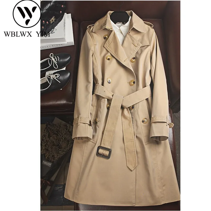 Демисезонный длинный Тренч женский модный Высококачественный