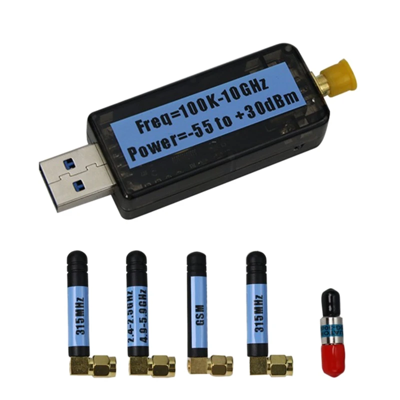 

USB RF Power Meter V3.0 100K to 10GHZ -55 to +30DBm Prestored 9 Attenuation Curves 0.96Inch Color Display