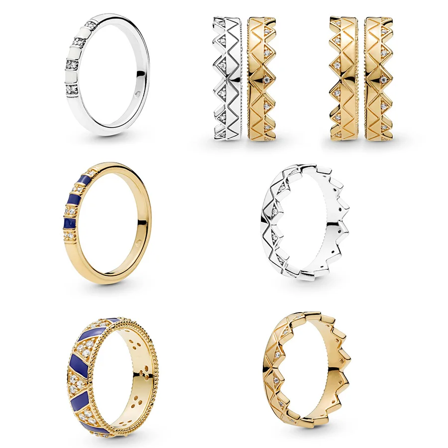 

Silver Color Ring Charms Diy Exotic Crown Rings Shine Stones Blue Drop Crystal Finger Ring For Women Jewelry