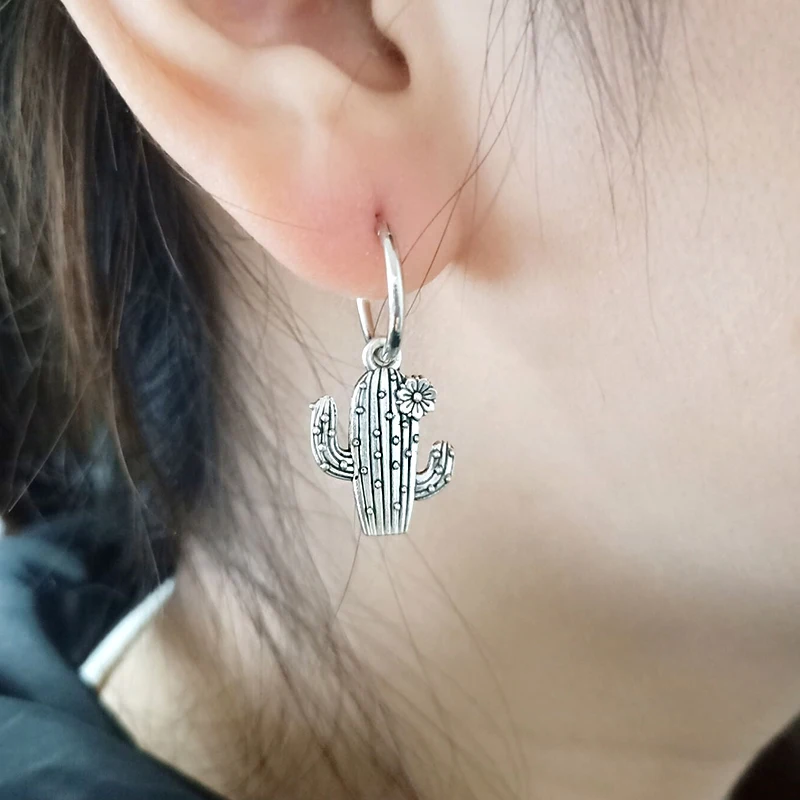 Женские серьги кольца SOHOT винтажные с подвеской в виде подсолнуха пальмы кактуса