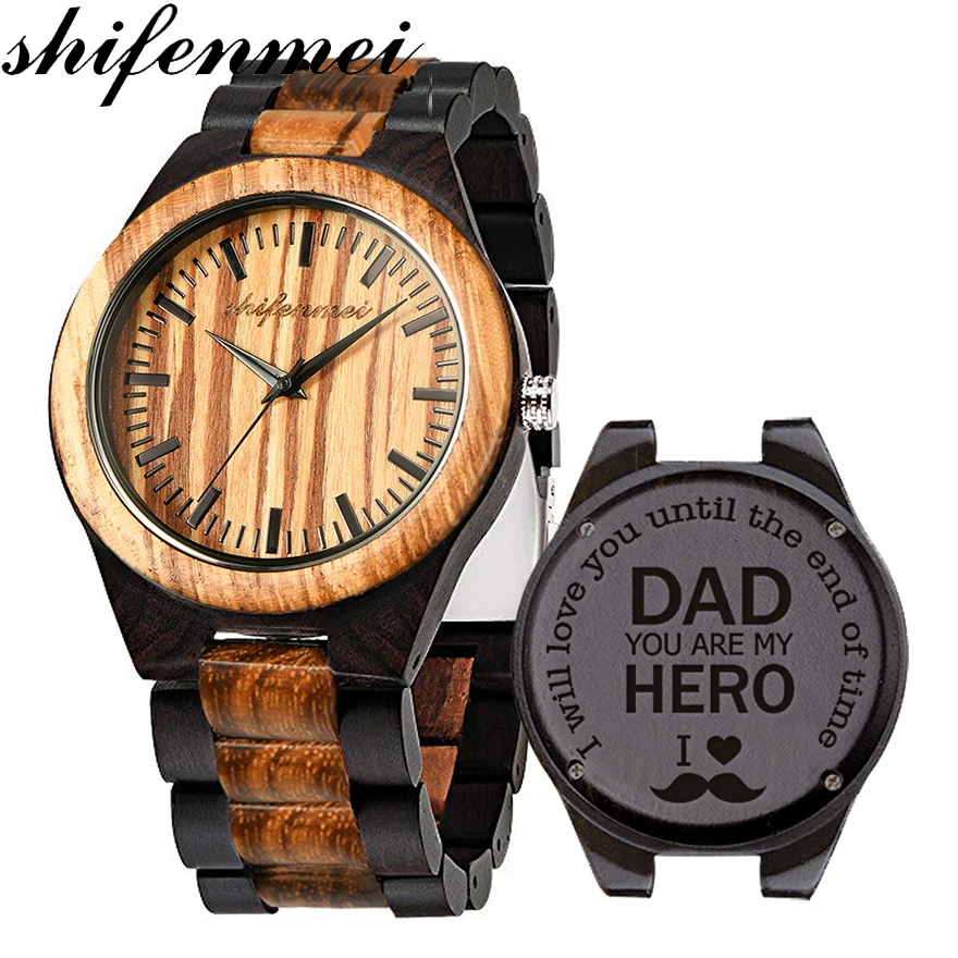 Shifenmei индивидуальный логотип слова сообщение гравировка на дереве часы или