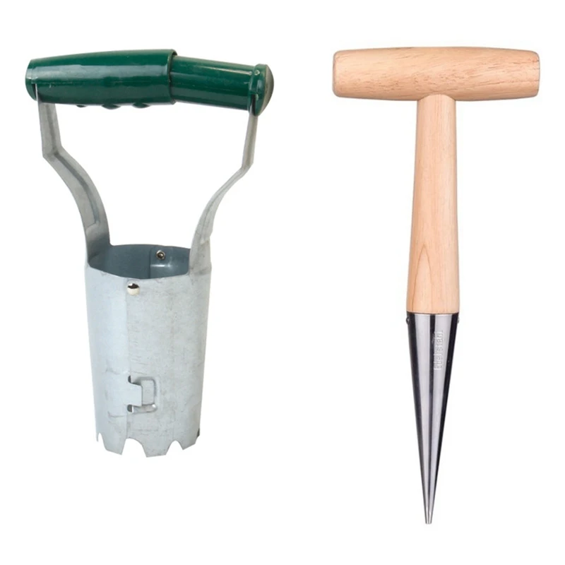 

2Pcs Garden Tool Planting Transplanter Set Vegetable Flower With Hole Puncher Portable Handheld Succulents Home