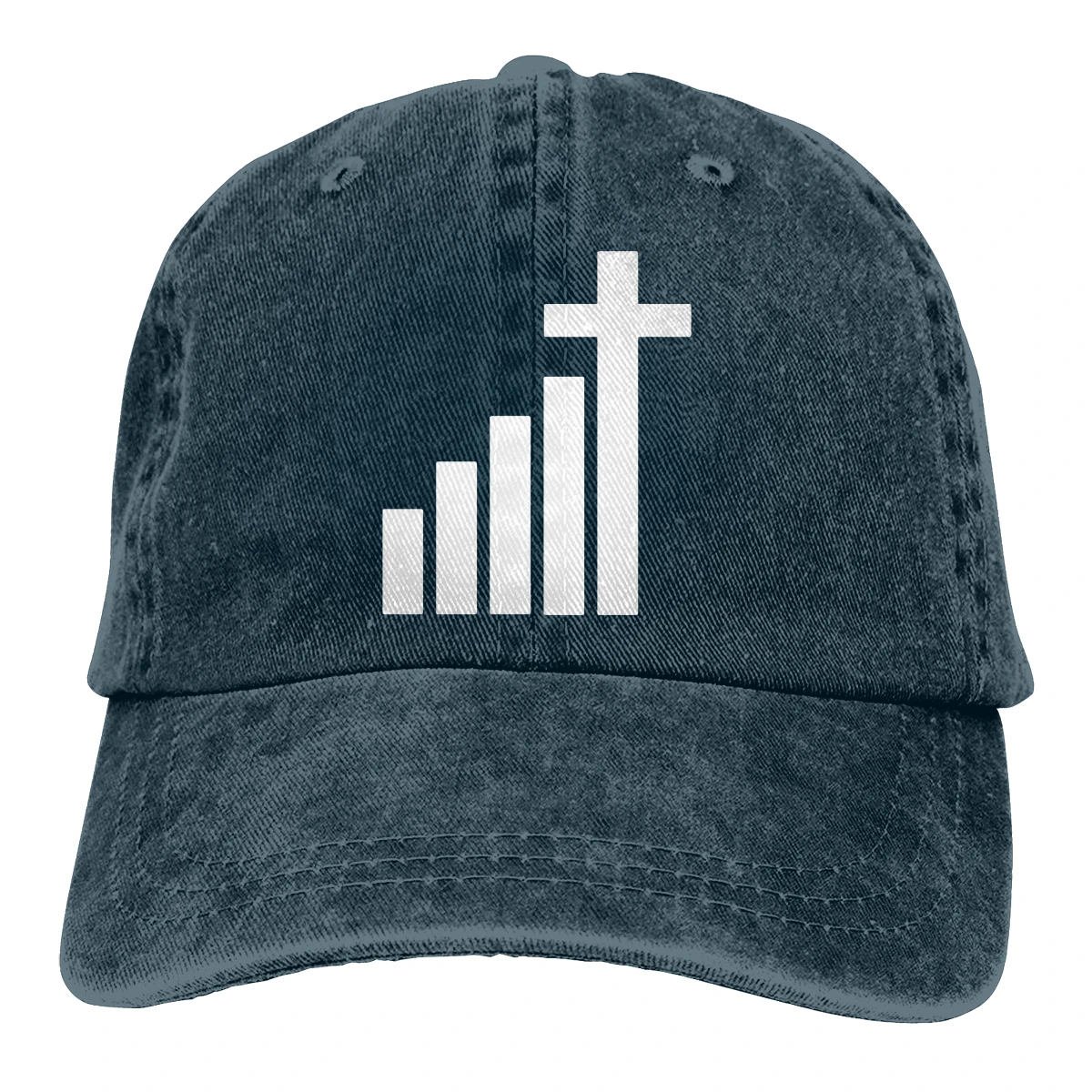 Мужская и женская джинсовая бейсболка с ремешком на спине надписью Jesus Cross Deep Heather