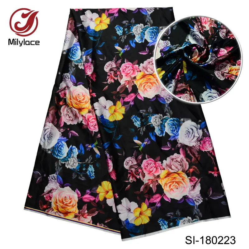 Мягкая африканская атласная ткань с принтом полиэстер сатин 5 ярдов в партии для