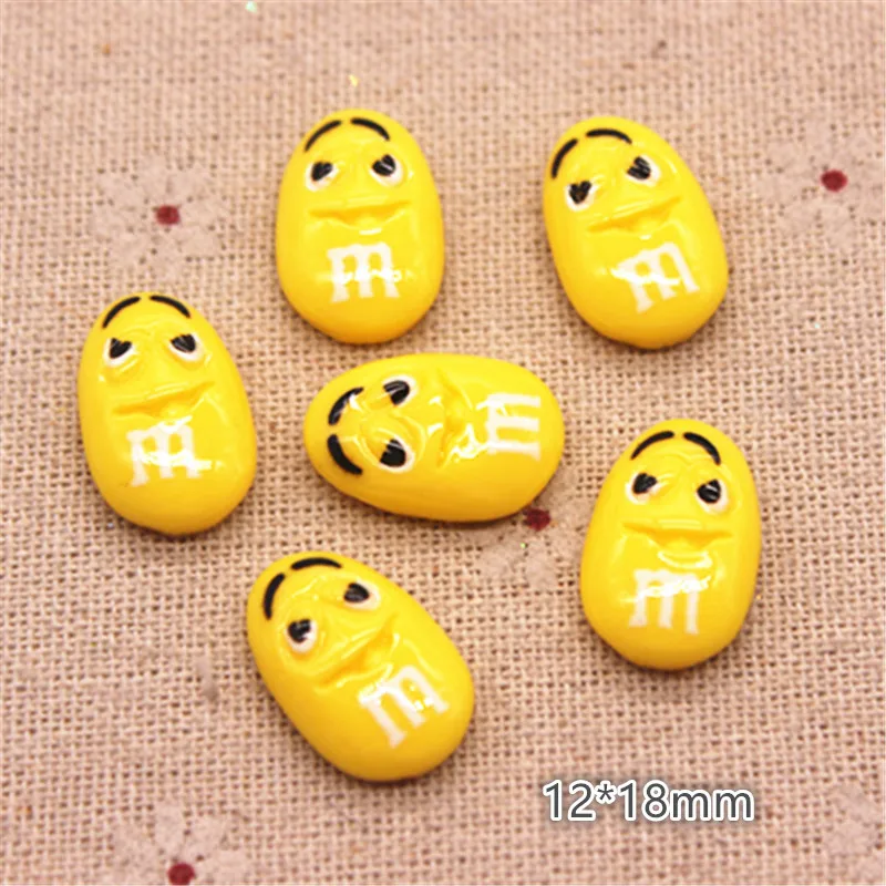 20 шт. смешанных цветов эмотикон каучук шоколадные бобы M с плоским основанием