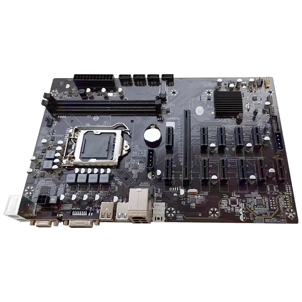 

Материнская плата 12 PCIE Mining Rig BTC ETH для майнинга B250 LGA1151 USB3.0 SATA3 для B250 B250M DDR4