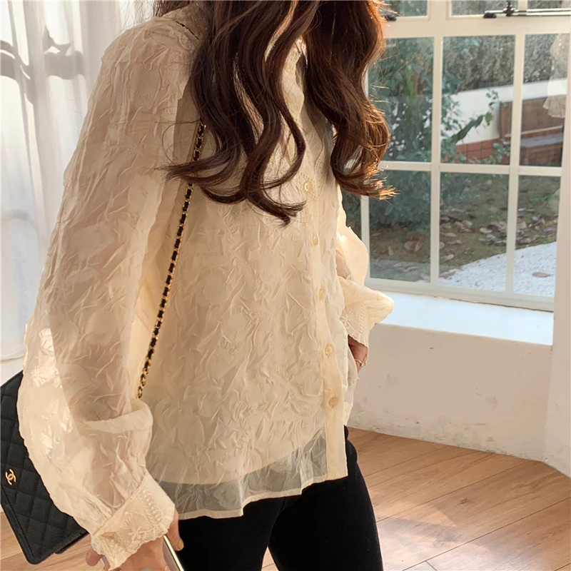 

Alien Kitty Lace Patchwork Chic 2021 New Spring All Match High Quality Fashion Women Loose Elegant Casual Sweet Blouses Tops