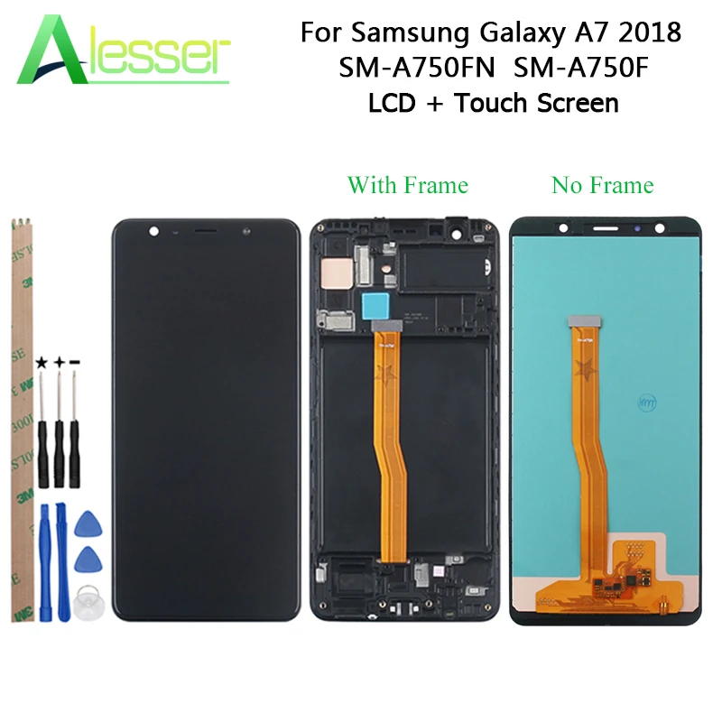 Alesser для Samsung Galaxy A7 2018 A750 ЖК дисплей + сенсорный экран дигитайзер с рамкой A750F SM A750FN