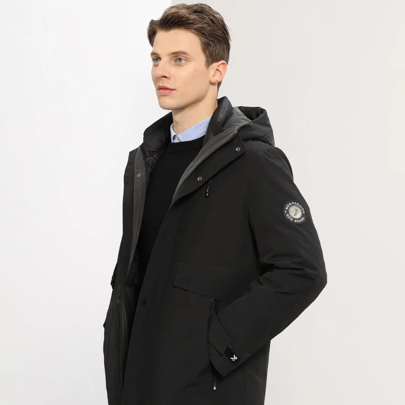 The New Men's Down Jacket Mid-length Hooded Liner Can Be Detachable One Coat and Three Wear Down Jacket Men's Tops