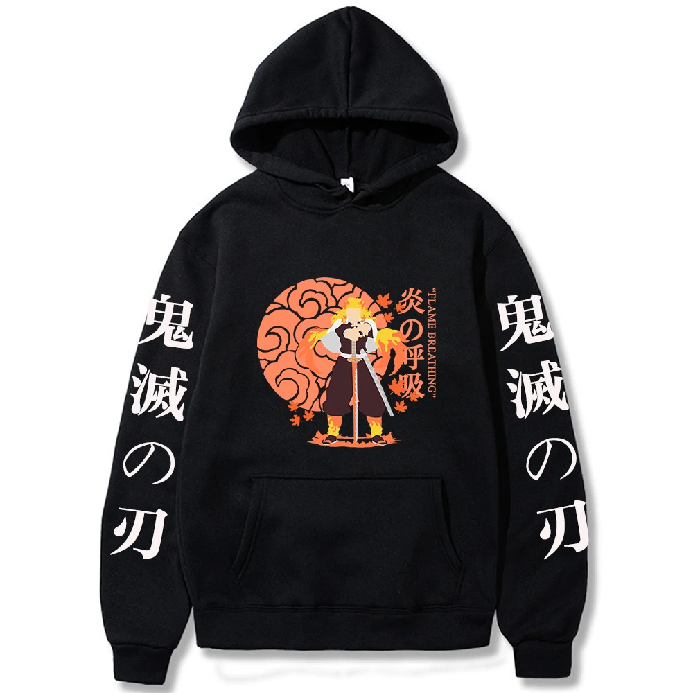 

Толстовка Kimetsu No Yaiba с длинным рукавом и принтом для мужчин и женщин, толстовка с капюшоном с мультяшным изображением рассекающего демонов, с...