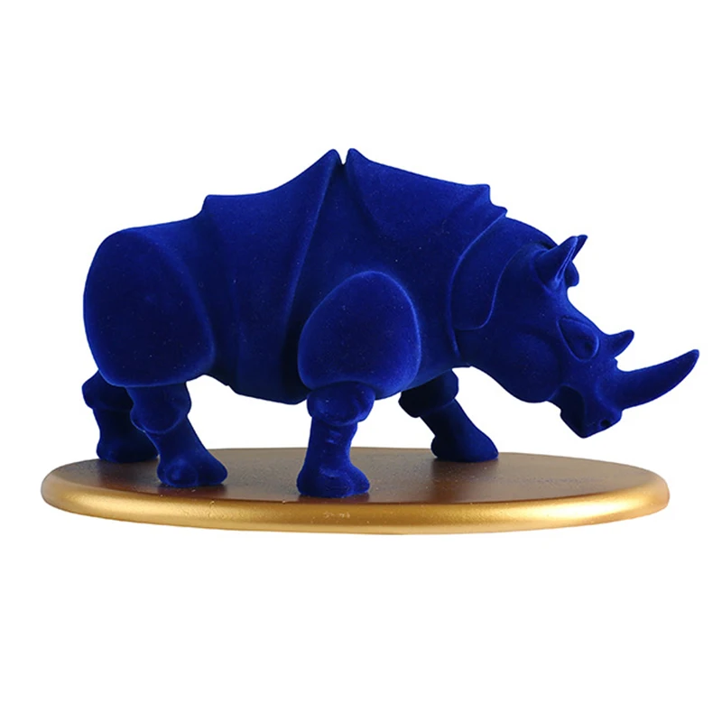 

Flocking Rhino Figurine Nordic Resin Statue Modern Home Office Decoration Animal Sculpture Desk Decoration Accessories