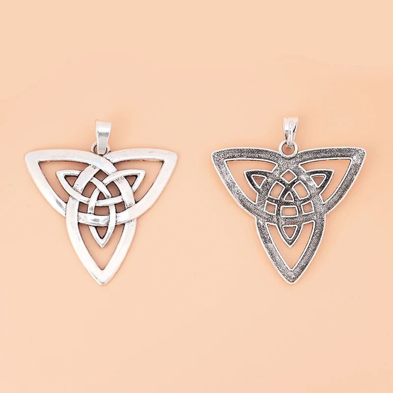 ZXZ 2 шт. старинное серебро большой Keltic узел Trinity Triquetra Подвески Кулоны из нержавеющей стали для Цепочки и ожерелья ювелирных изделий, украшения своими руками, 68x65 мм
