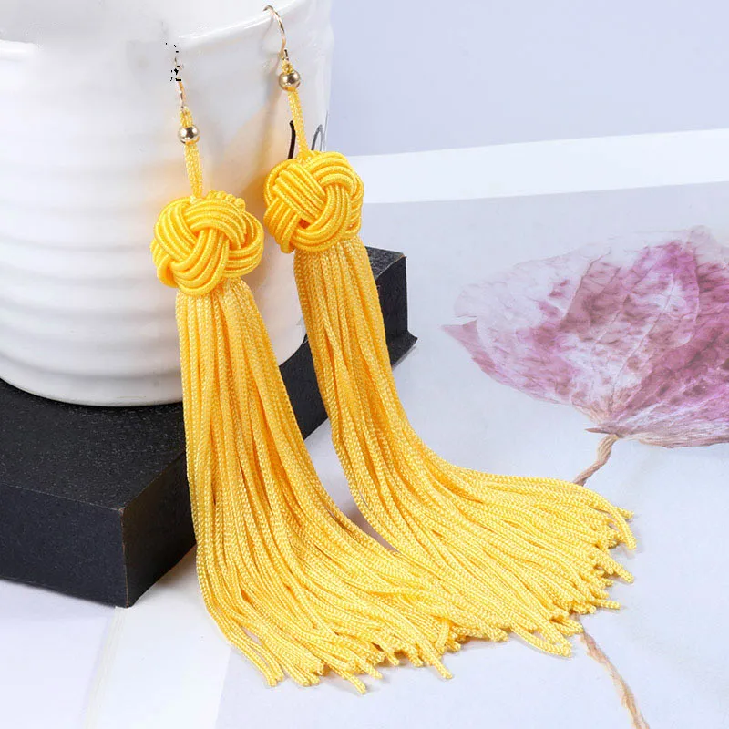 Винтажные этнические длинные висячие серьги с кисточками для женщин женские