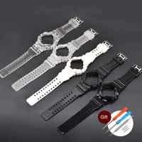sport tpu strap case for casio g shock ga110100120 gd120 110 100 gax 100 smart watch accessories watchband belt with logo