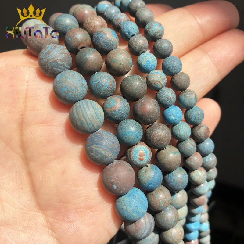 Круглые матовые синие кружевные Агаты с тусклой полировкой свободные каменные