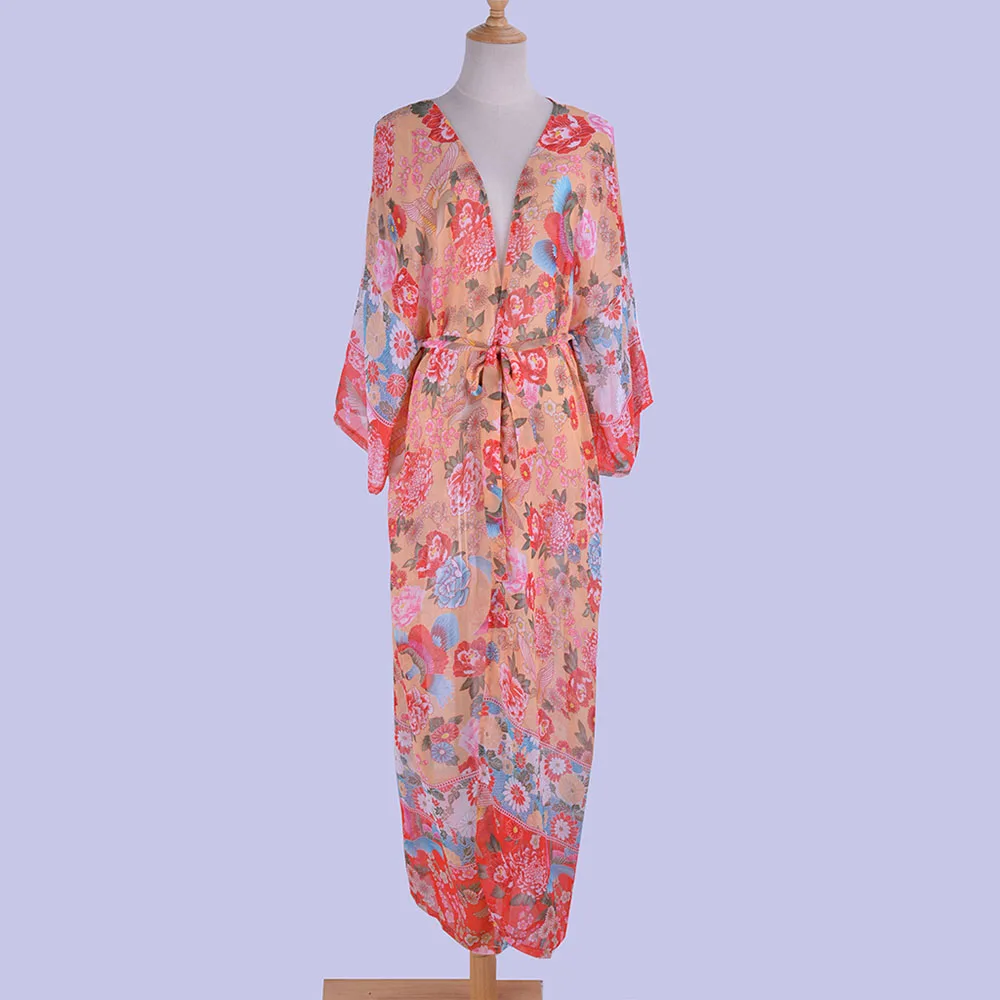 Винтажное пляжное платье в стиле бохо с цветочным принтом накидки для бикини