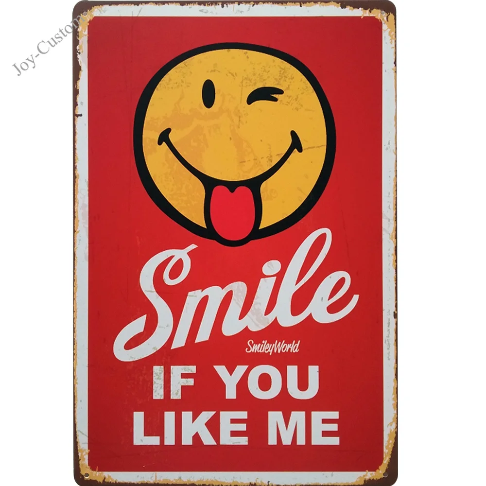 Смайлик винтажный Ретро Декор вывеска на стену металлическая надпись доска